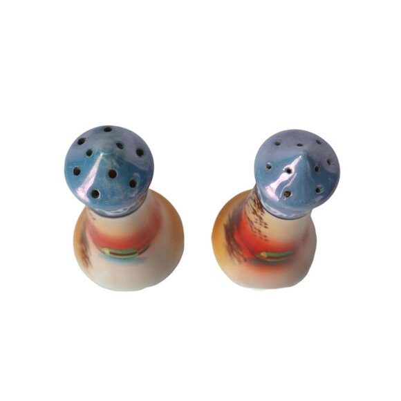 Vintage Salt & Pepper Lusterware Made In Japan Hand Painted Trees - Picture 3 of 4